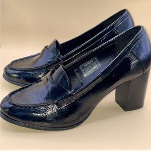 Jones New York CYPRESS Penny Loafers Block Heel Black Shoes size 9